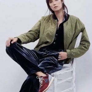 Free People Women Size L Quilted Military Jacket